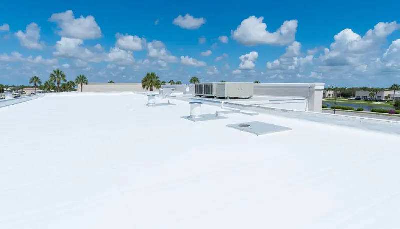 White TPO membrane roof on a Southwest Florida commercial building